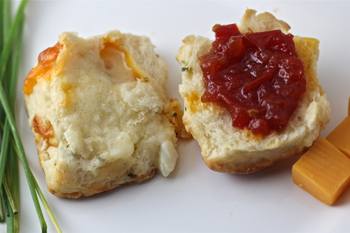 Tomato jam and biscuits